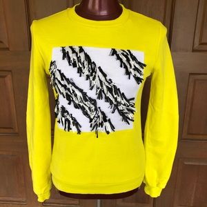 Opening Ceremony Yellow Fringe Front Pullover S